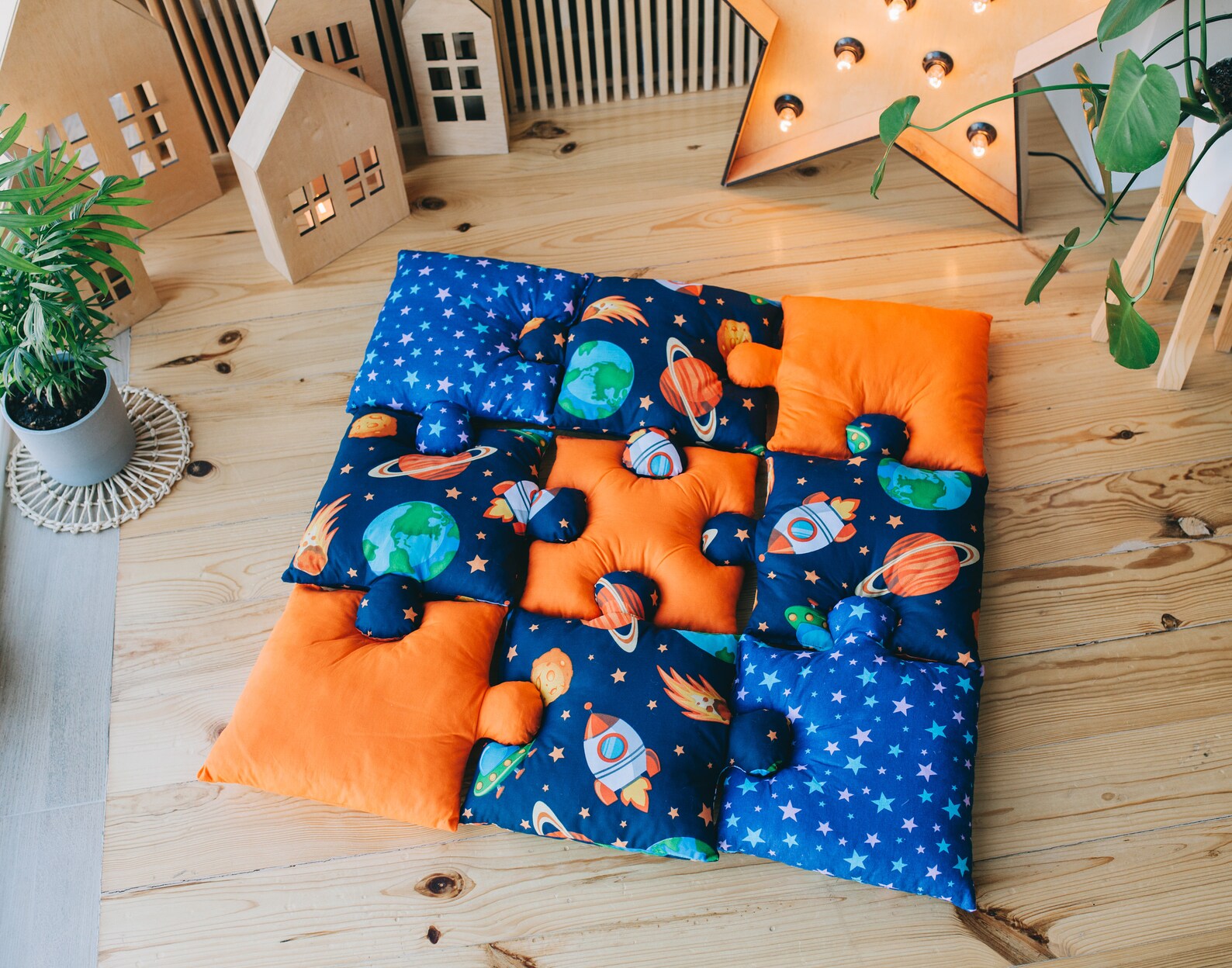 Baby Puzzle Play Mat With Space Theme Etsy