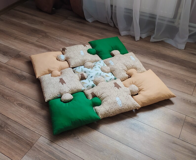 Puzzle Baby Play Mat With Bear Etsy