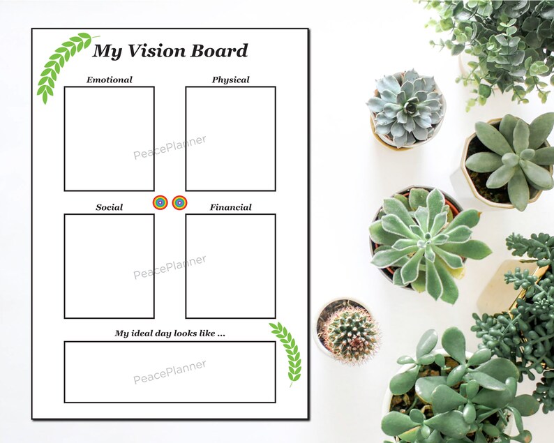 printable vision board template for kids vision board