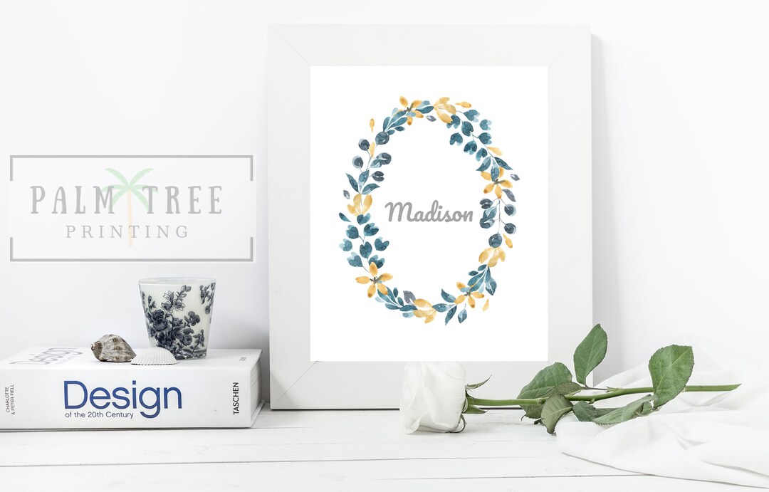 Watercolor Girl Nursery Decor, Custom Name Print Wall Art, Flowers - Etsy