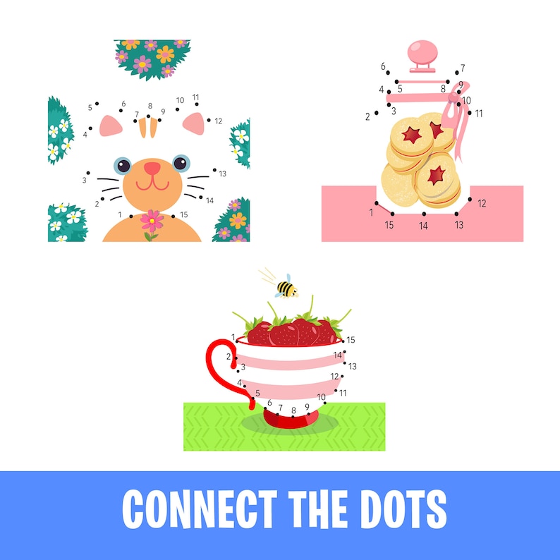 Printable Colored Dot-to-dot Coloring Sheets,5 Pages of Dot-to-dot ...