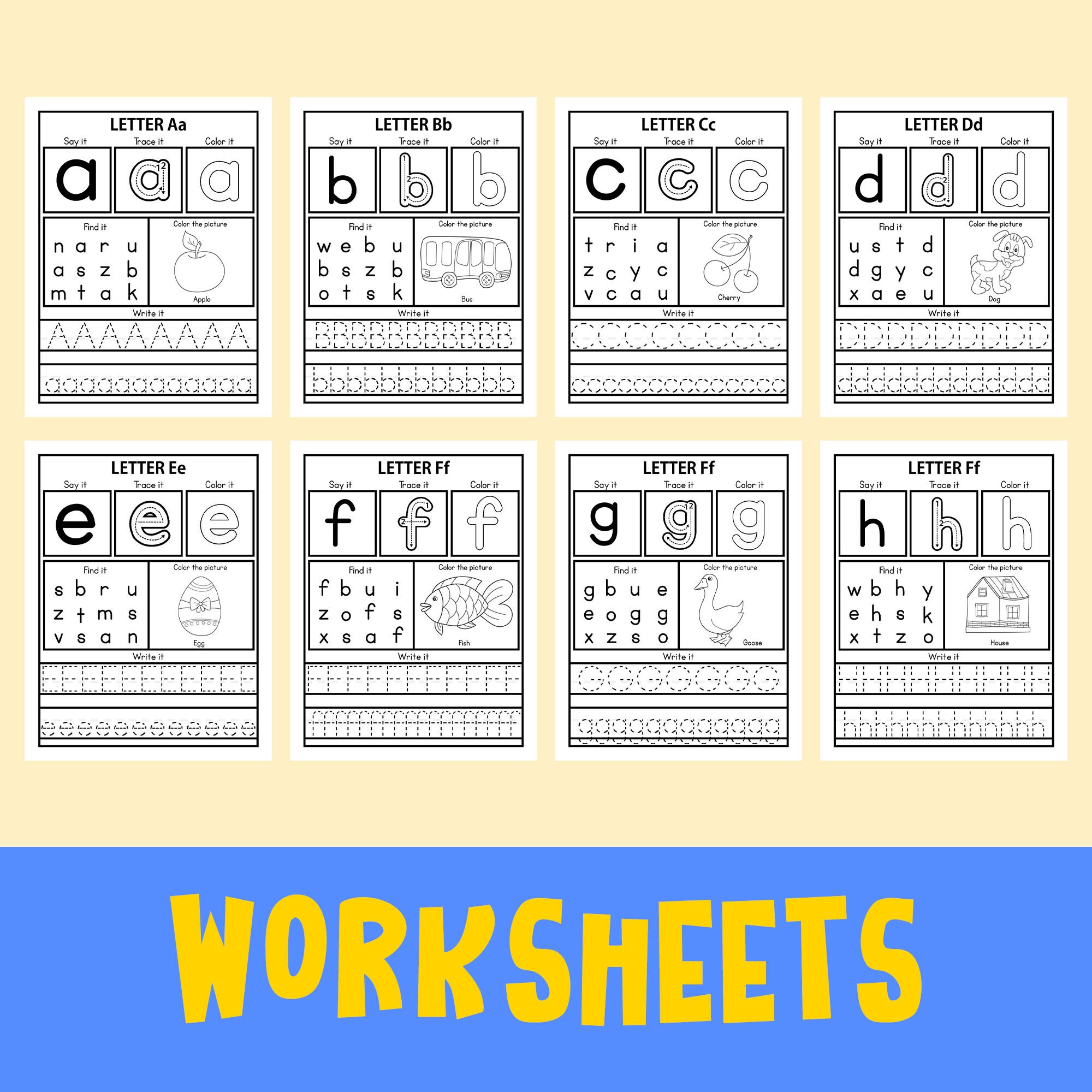 50 Preschool Printables Activity Book for Kids, Tracing Letters ...