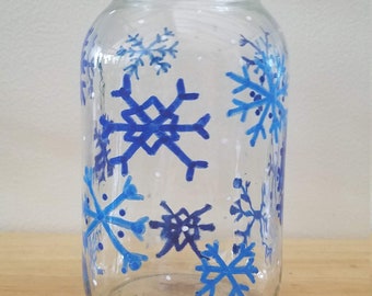 Mason Jar with snowflakes