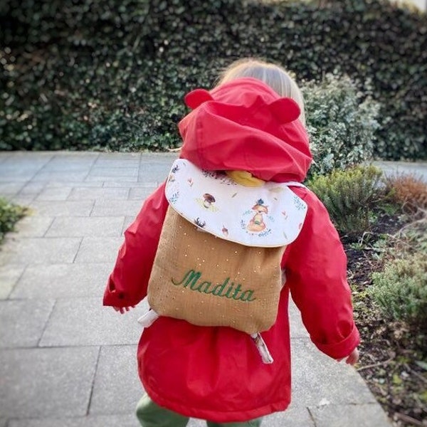 Sac à dos avec broderie crèche/maternelle *Forêt*