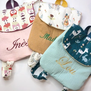 Sac à dos avec broderie crèche/maternelle *tissus au choix* cartable enfant