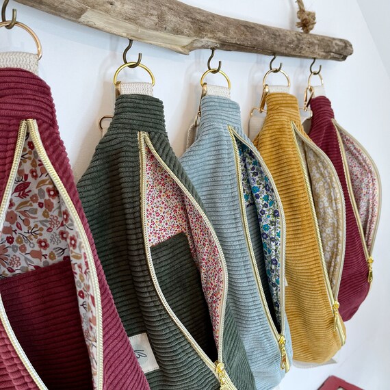 Sac Banane En Velours Côtelé - Sangle Réglable, Couleur Unie - Pour Shopping, Voyage, Sport - Dimensions 33.5x16x9 Cm - 4