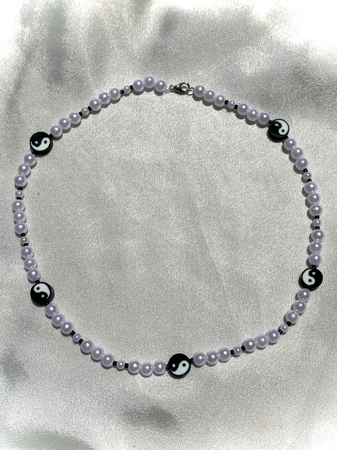 Funky Beaded Pearl Yin and Yang Trendy Handmade Necklace Etsy