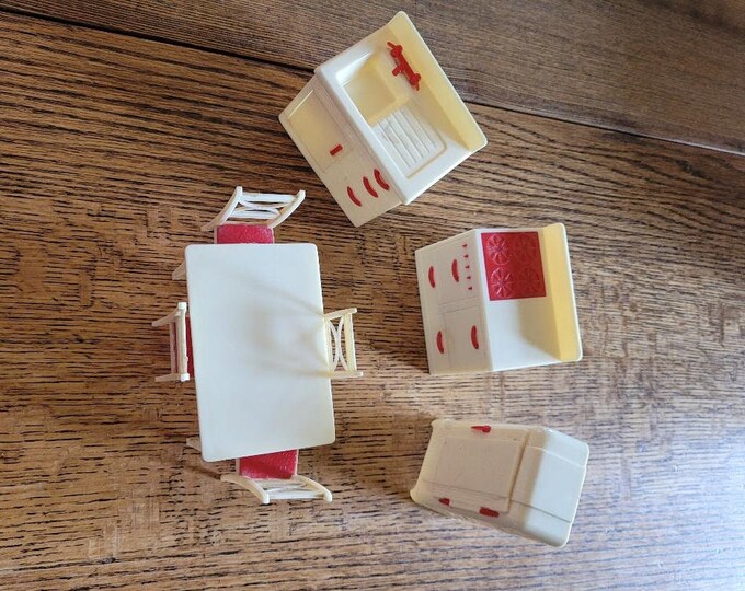 Red & White Renwal Dollhouse Furniture Kitchen Etsy