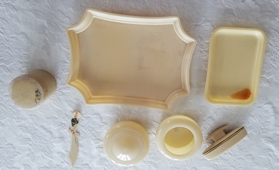 Vintage Celluloid Vanity Set Etsy