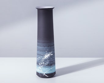 Black Porcelain Vase | Handmade By Me | Flower Holder | Gift Idea | Ceramic | One Of A Kind | Small Vase | Seascape | Modern Design