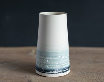 Handmade Porcelain Flower Vase | Mother's Day Gift | Seascape Design | Modern Ceramic Vase | Birthday Gift | China Wedding Anniversary
