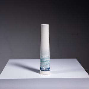 Handmade Porcelain Bud Vase | Birthday day gift | Ceramic vase  | White | Blue | Stem vase | Birthday Gift | Seascape | Modern | Mini Vase