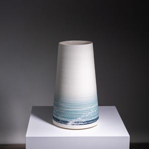 Large Handmade Porcelain Ceramic Vase | Blue Seascape | Contemporary | Decorative | Beautiful | Flower Holder | Gift for the home | Unique