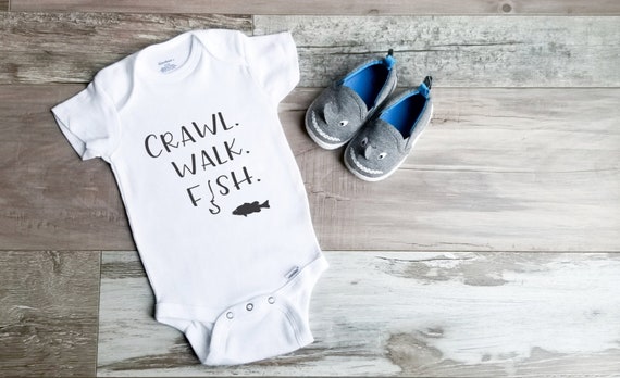 crawl walk fish onesie