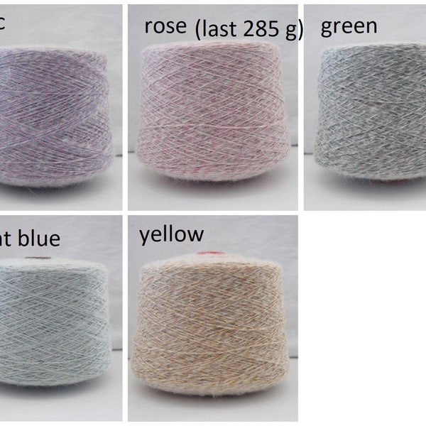 100 grams Merinos/Kid Mohair/Polyamide 75/15/10 %, Italian Fine Yarn, yarn on cone, per 100 grams, Hand, Machine Knitting, Cone Yarn