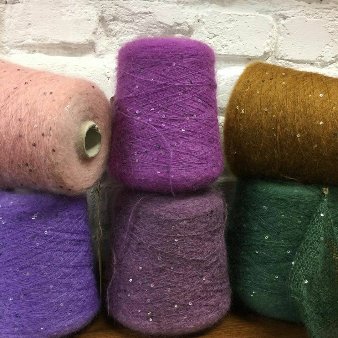 Kid Mohair Polyamide Paillettes Yarn 65/25/10 Italian Fine Etsy