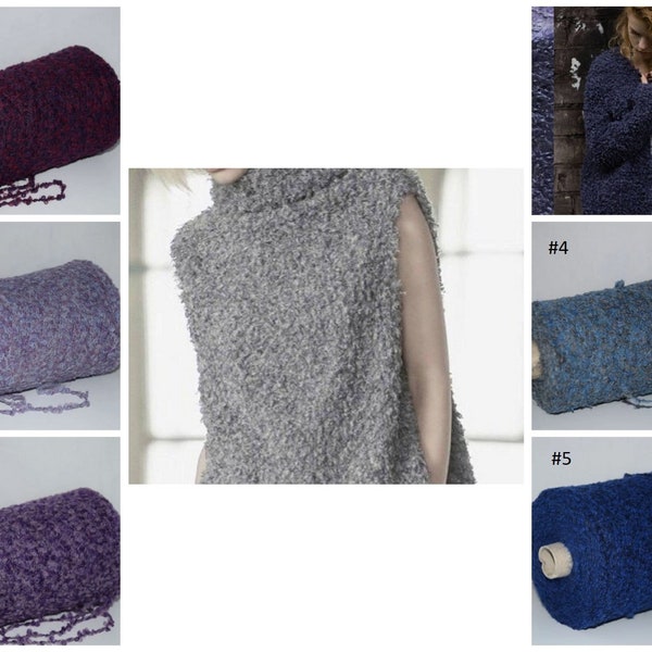 100 grams "Boucle" Alpaca, Wool, Polyacrylic Yarn, 45/45/10% , 200 m per 100 g, Italian Fine Yarn, per 100 grams, Hand, Machine Knitting