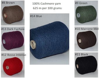100 grams 100% Cashmere, 625 m per 100 grams, Italian Fine Yarn, yarn on cone, per 100 grams, Hand, Machine Knitting, Cone Yarn