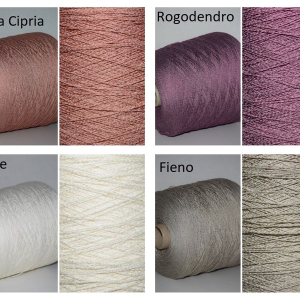 100 grams Silk/Viscose 65/35%, 500 m per 100 grams, Italian Fine Yarn, yarn on cone, per 100 grams, Hand, Machine Knitting, Cone Yarn