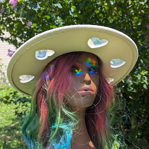 Custom Celestial Suncatcher Fedora: Rainbow Prism Festival Hat image 3