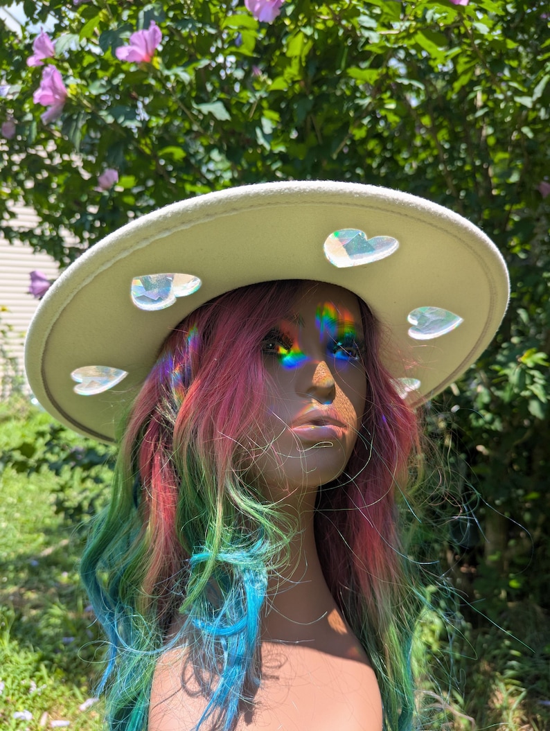 Custom Celestial Suncatcher Fedora: Rainbow Prism Festival Hat image 3
