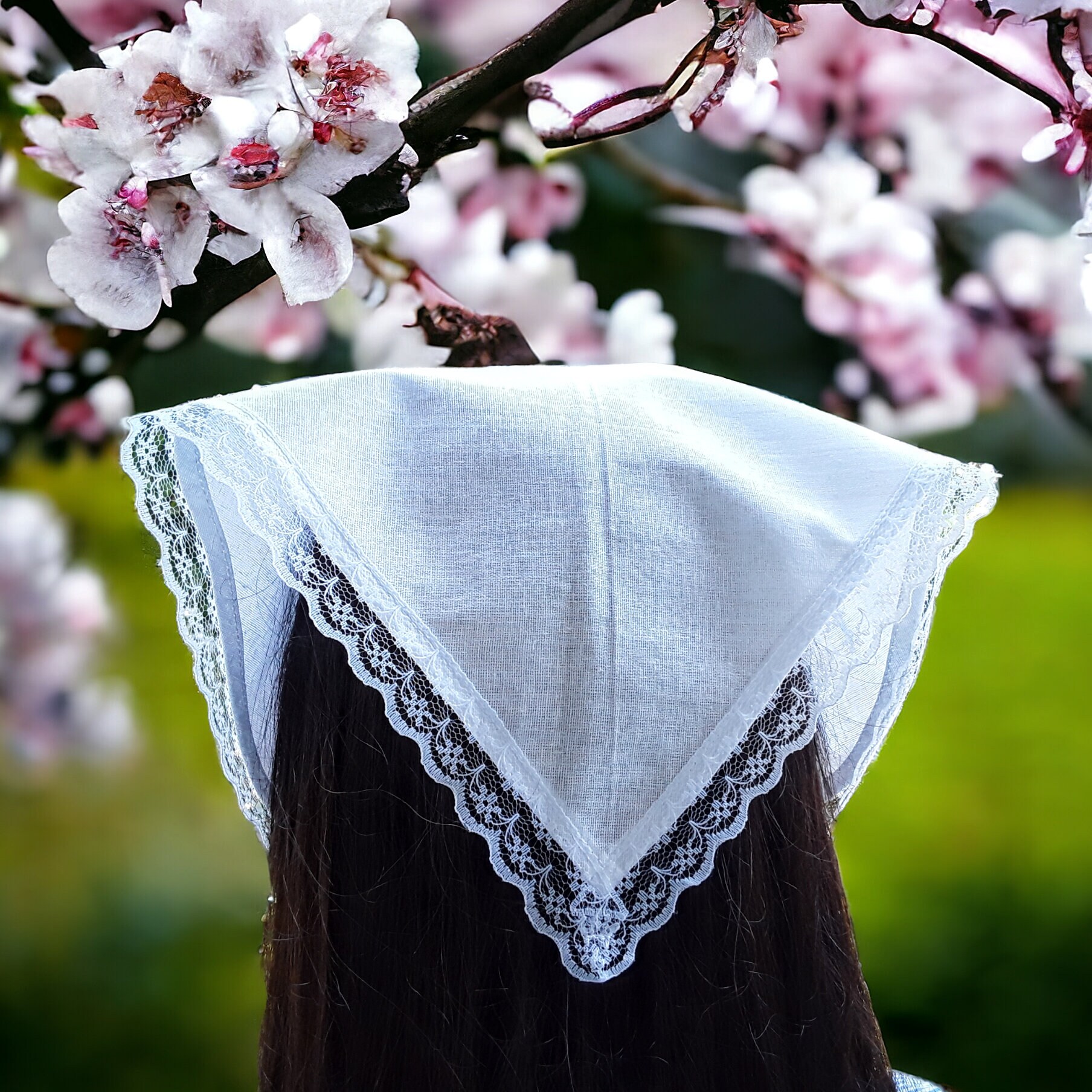 信頼も厚い Bandana Hair Linen Headscarf Scarf Hair White Triangle Lace/ Clothing
