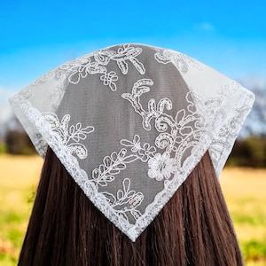 Sheer triangle hair bandana lace with ties Coquette head scarf for women/ Romantic Bridesmaid Bride headscarf/ Bday gift Mom Sister Daughter