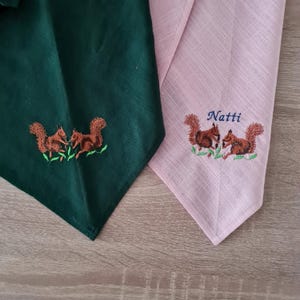 Embroidered Linen Hair Bandana: Woodland, Fairy, Mori Kei Style, Triangle Headscarf, Dog & Owner Gift