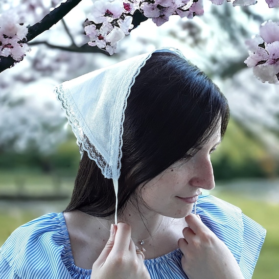 Coquette Headscarf Linen Hair Bandana/ Triangle Head Scarf
