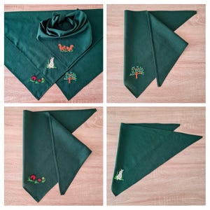 Embroidered Linen Hair Bandana: Woodland, Fairy, Mori Kei Style, Triangle Headscarf, Dog & Owner Gift