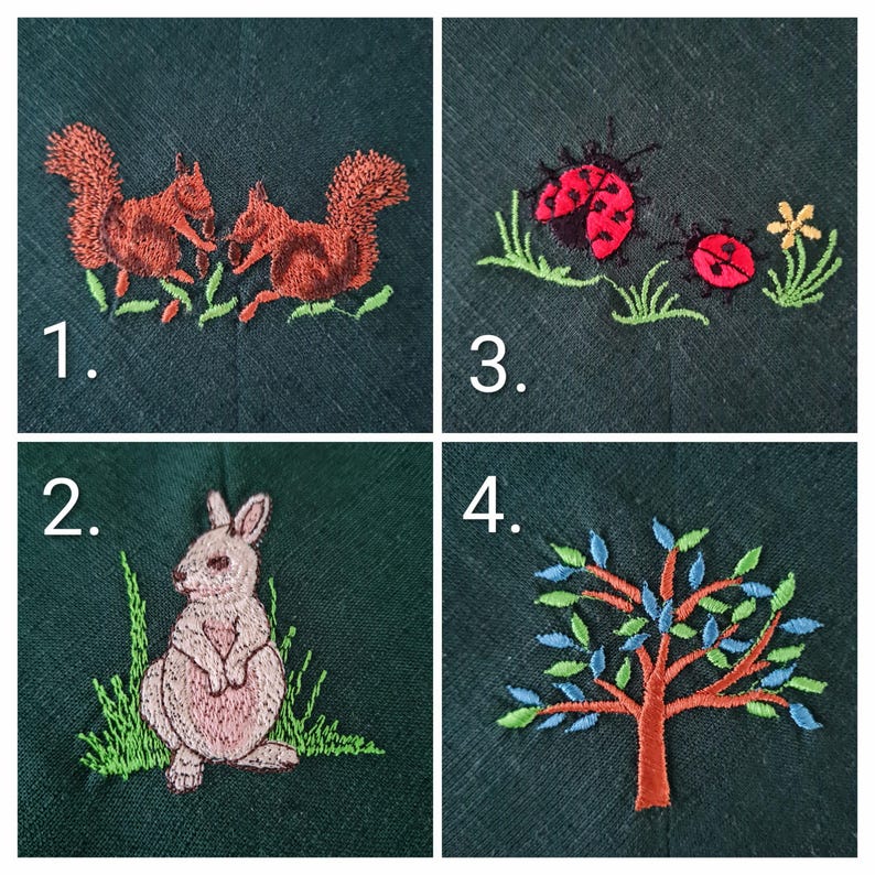 Embroidered Linen Hair Bandana: Woodland, Fairy, Mori Kei Style, Triangle Headscarf, Dog & Owner Gift