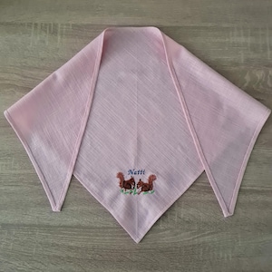Embroidered Linen Hair Bandana: Woodland, Fairy, Mori Kei Style, Triangle Headscarf, Dog & Owner Gift