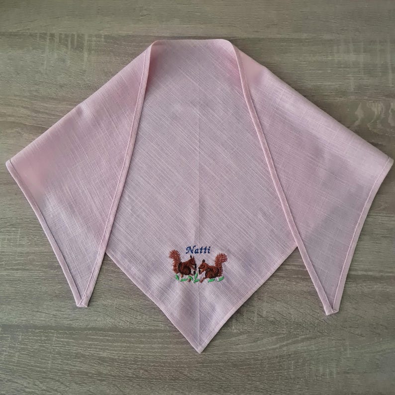 Embroidered Linen Hair Bandana: Woodland, Fairy, Mori Kei Style, Triangle Headscarf, Dog & Owner Gift