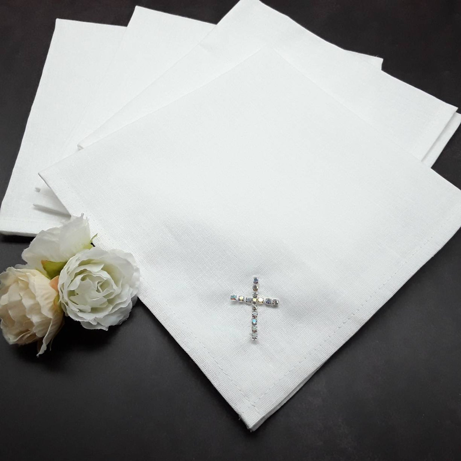 Cross napkins First Communion gift White cotton napkins 13 Etsy