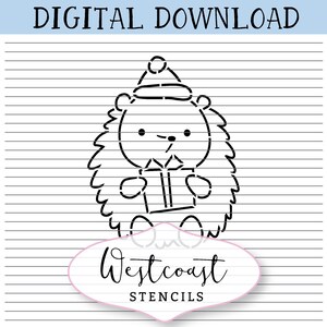 Christmas Hedgehog pyo Stencil paint your own Cookie Stencil DIGITAL File SVG PNG Digital Stencil Download for Cricut Silhouette