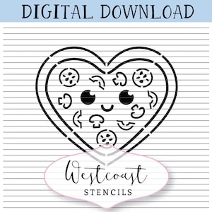 Heart Pizza pyo Stencil paint your own Cookie Stencil DIGITAL File SVG PNG Digital Stencil Download for Cricut Silhouette