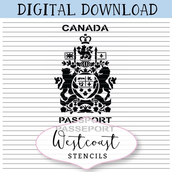 DIGITAL Canadian Passport Stencil, Canada, Travel, Cookie Stencil, SVG, PNG, Digital Download, Cutting File