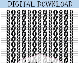 Plantilla de patrón de punto de cable, decoración de galletas, manualidades, bricolaje, descarga digital, SVG, PNG, Cricut, silueta