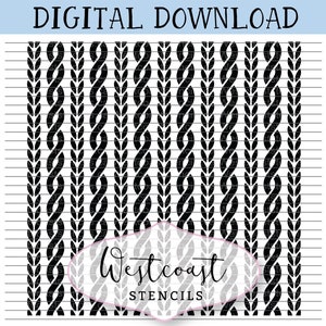 Cable Knit Stencil Small Cookie Stencil DIGITAL File SVG PNG Digital Stencil Download for Cricut Silhouette Laser Cutter