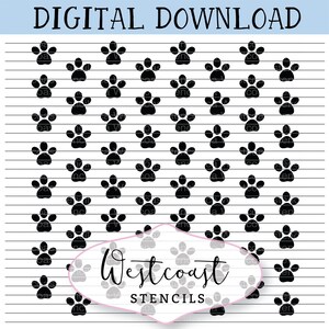 Paw Print Pattern Stencil Cookie Stencil DIGITAL File SVG PNG Digital Stencil Download for Cricut Silhouette Laser Cutter