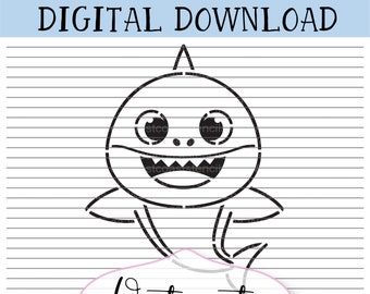DIGITAL PYO Shark, Cookie Stencil, svg, png, Digital Download, Cutting File