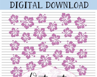 PNG Cookie Stencil Digital Download Cutting File SVG 1 piece DIGITAL Hibiscus Background Stencil