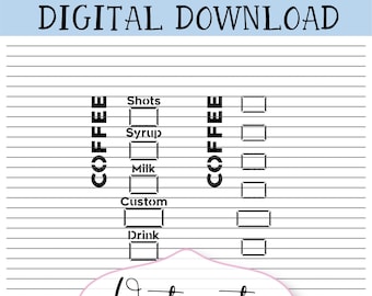 Digital Coffee List Stencil, Coffee Order, Cookie Stencil, svg, png, téléchargement numérique, fichier de coupe