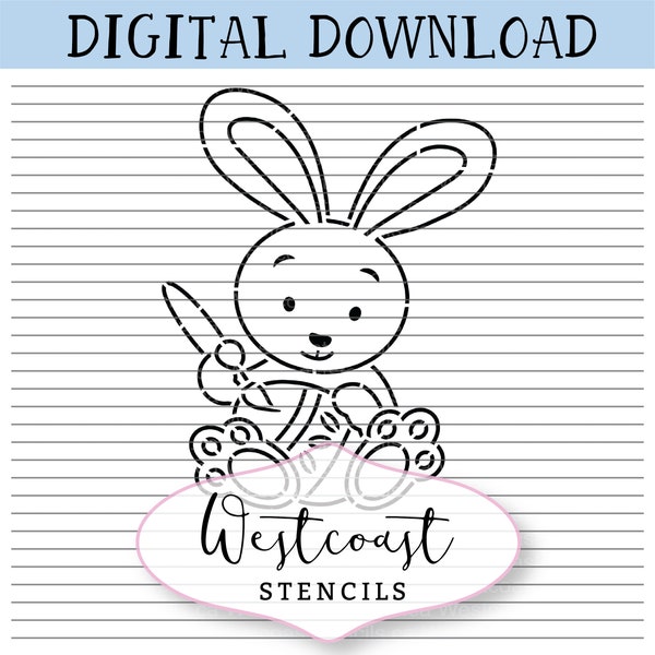 DIGITAL PYO Bunny Painting Egg Stencil, Rabbit, Easter, Cookie Stencil, svg, png, digital download, cutting file