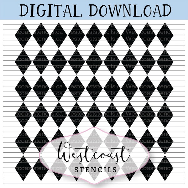 DIGITAL Argyle Pattern Stencil, Diamonds, Harlequin, Cookie Stencil, SVG, PNG, Digital Download, Cutting File