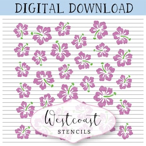 Hibiscus Pattern Stencil Large 2 piece Cookie Stencil DIGITAL File SVG PNG Digital Stencil Download for Cricut Silhouette Laser Cutter