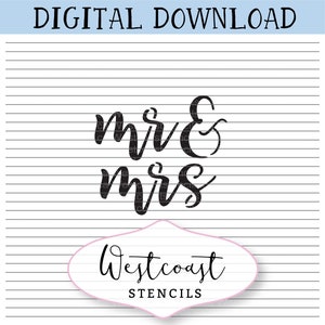 Mr & Mrs Stencil Style 2 Cookie Stencil DIGITAL File SVG PNG Digital Stencil Download for Cricut Silhouette Laser Cutter