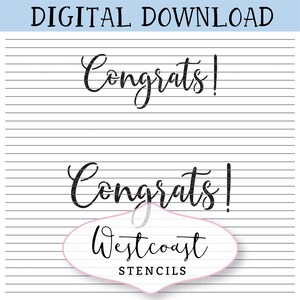 Congrats Stencil Style 1 Congratulations Cookie Stencil DIGITAL File SVG PNG Digital Stencil Download for Cricut Silhouette Laser Cutter