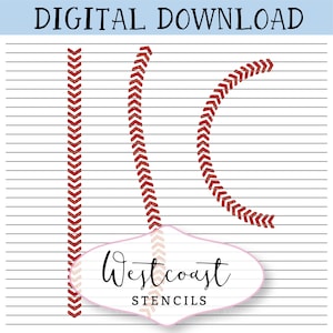Baseball Stitch Elements Stencil Cookie Stencil DIGITAL File SVG PNG Digital Stencil Download for Cricut Silhouette Laser Cutter
