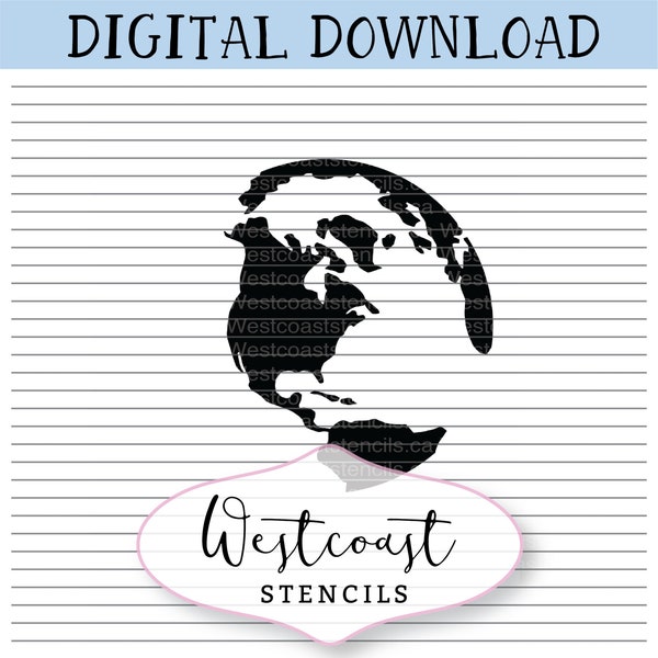 DIGITAL Globe Stencil, World, Earth, Cookie Stencil, SVG, PNG, Digital Download, Cutting File